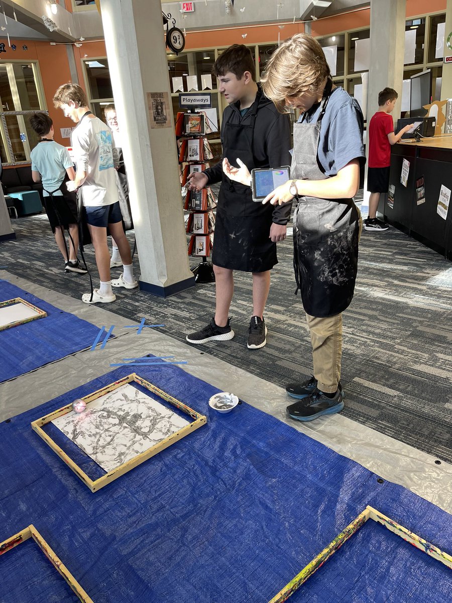 BMSS_LIB's tweet image. What makes the library better?  Abstract art with robots! @BoerneISD @BoerneMSSouth