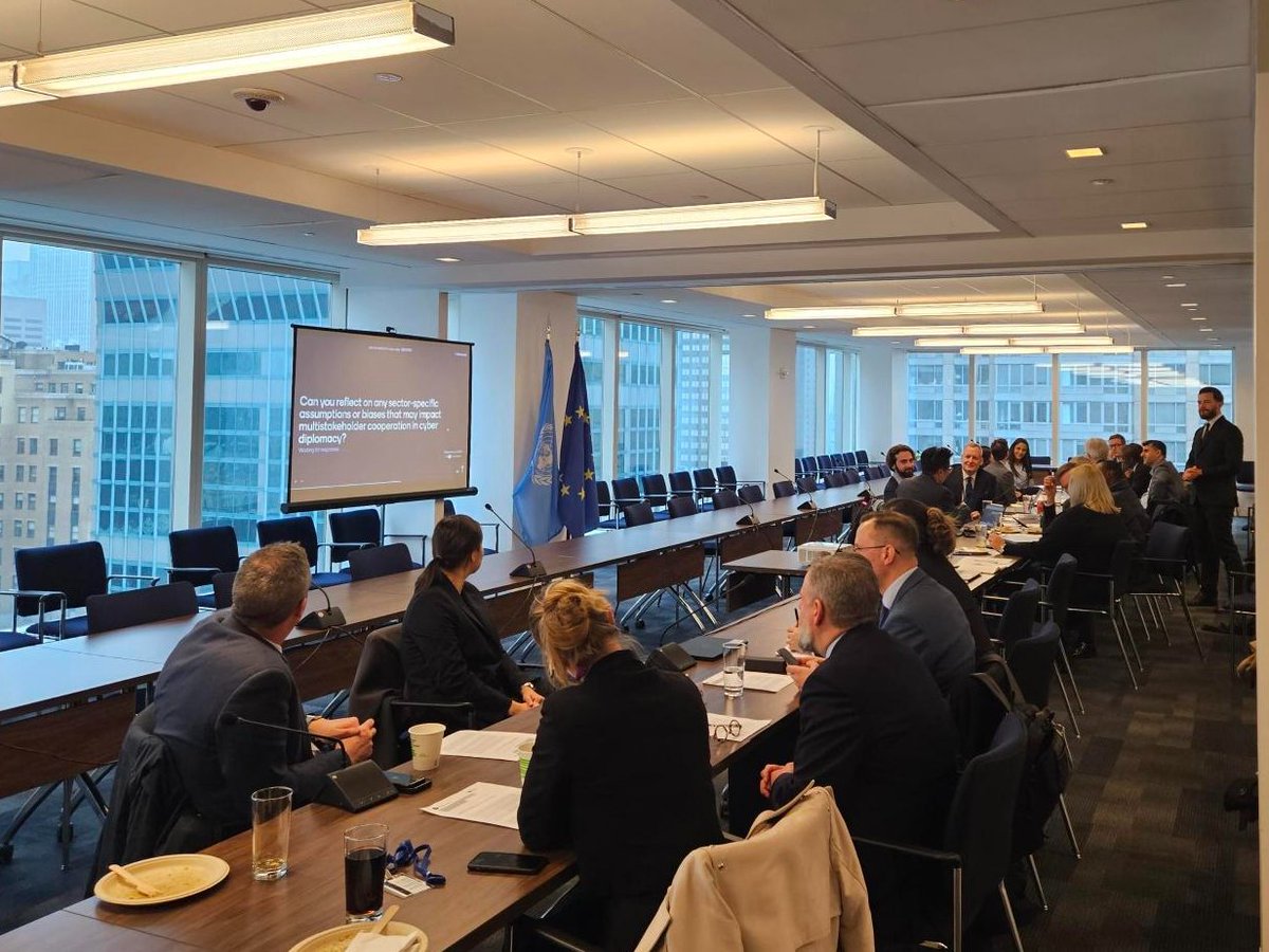 EU Cyber Direct (@eucyberdirect) on Twitter photo Today we joined forces with <a href="/eu_eeas/">European External Action Service - EEAS 🇪🇺</a> for a policy hackathon at the margins of #UNOEWG. We explored multistakeholderism in #cyberdiplomacy and identified opportunities to overcome challenges of trust among stakeholders.
👏 Thanks to all participants who joined us at the <a href="/EUatUN/">🇪🇺EU at UN-NY</a> Today we joined forces with <a href="/eu_eeas/">European External Action Service - EEAS 🇪🇺</a> for a policy hackathon at the margins of #UNOEWG. We explored multistakeholderism in #cyberdiplomacy and identified opportunities to overcome challenges of trust among stakeholders.
👏 Thanks to all participants who joined us at the <a href="/EUatUN/">🇪🇺EU at UN-NY</a>