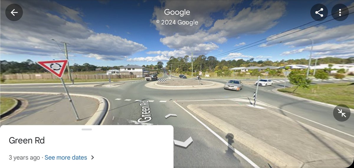 Classic pisspoor, hostile, anti cyclist, anti-pedestrian Australian roundabout design.