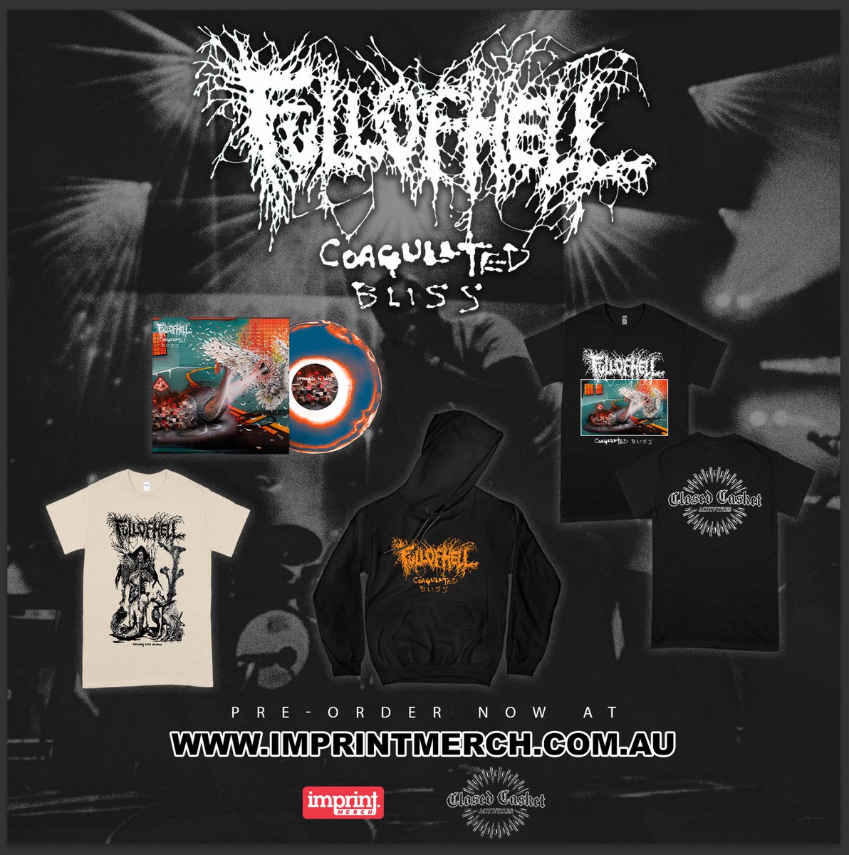 Full Of Hell 'Coagulated Bliss' LP out April 26 via @closedcasketact. Australian pre-orders available now on Imprint Merch. Records, shirts and hoodies up for order now. imprintmerch.com.au/collections/fu…