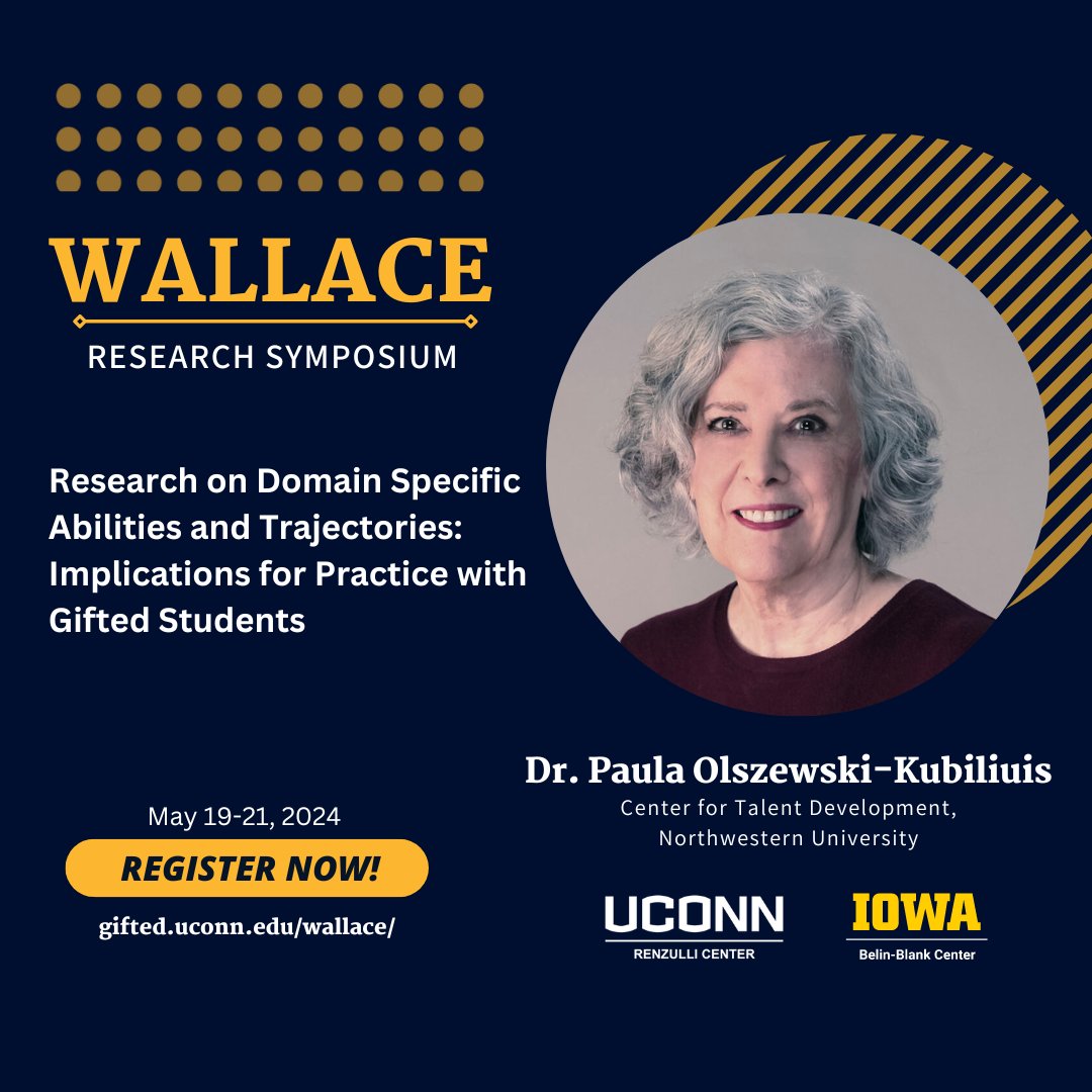 Have you registered for Wallace yet? gifted.uconn.edu/wallace/ Can't wait to see you at the preeminent gathering of researchers in gifted/advanced education. 73 days to go! <a href="/belinblank/">Belin-Blank Center</a>