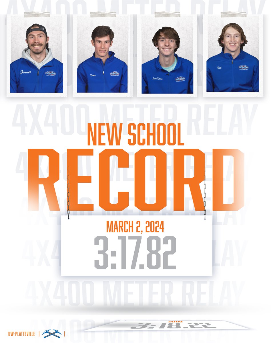 ICYMI: A 20+ year school record fell over the weekend as the @UWPlattTrackXC 4x400m relay team ran 3:17.82! Read more at: letsgopioneers.com/sports/track/2…