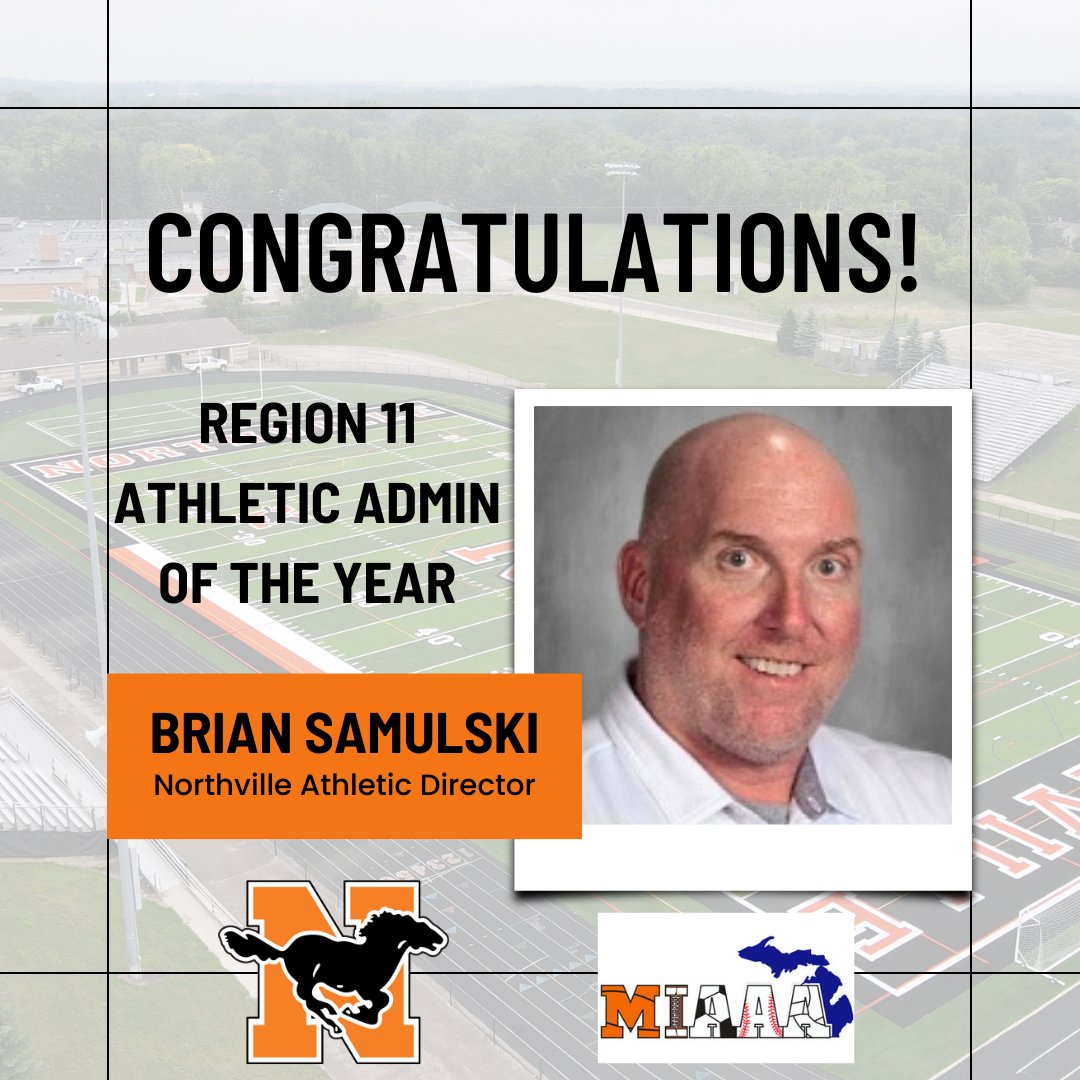 Exciting news! Brian Samulski, our incredible Athletic Director, has been named Region 11 Athletic Administrator of the Year by <a href="/MIAAAADs/">MIAAA</a>! 🏆 His passion and dedication have truly made a difference in Northville's sports community. Congratulations, Brian! 

<a href="/nvilleathletics/">Northville Athletics</a>