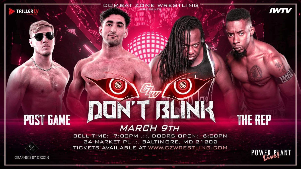 Saturday at @combatzone at @POWERPLANTLIVE , Post Game - @Mike_Walker_30 & @vinnytalotta - will compete against The Rep - @TheRepDMC & @TheRepNate dmvprowrestling.com/p/saturday-czw… #czwdontblink #dontblink