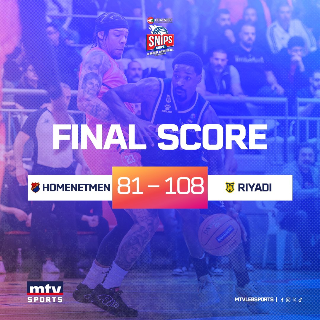 mtvlebsports's tweet photo. فوز #الرياضي_بيروت على #هومنتمن بنتيجة 108-81 في إطار المرحلة الخامسة عشرة من "سنيبس" بطولة #لبنان لكرة السلة @AlRiyadiClub
#mtvbasket #mtvsports #HomRiy https://t.co/Ybw63M6cWy