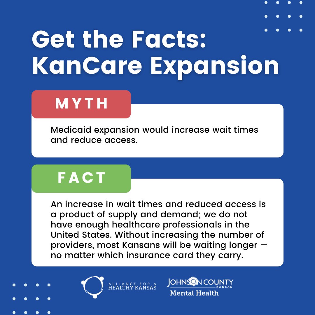 Today, the 2024 Rally for Medicaid Expansion is being held in Topeka by @ExpandKanCare and other Medicaid expansion advocacy groups. Let's break down some of the myths and facts about #MedicaidExpansion 👇

#ExpandKanCare #KSLeg #KSLegislature #ExpandMedicaid #KanCare