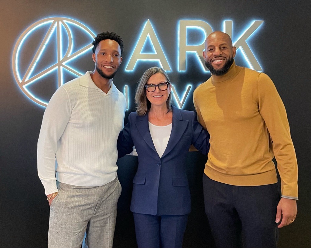 ARKInvest's tweet photo. New FYI episode drops tomorrow! @cathiedwood speaks with @andre and @thekidet about their transition from the basketball to financial world, how they uplift underrepresented communities, and more.

https://t.co/PkeQWDHlOi https://t.co/Ny3DNIeb1y