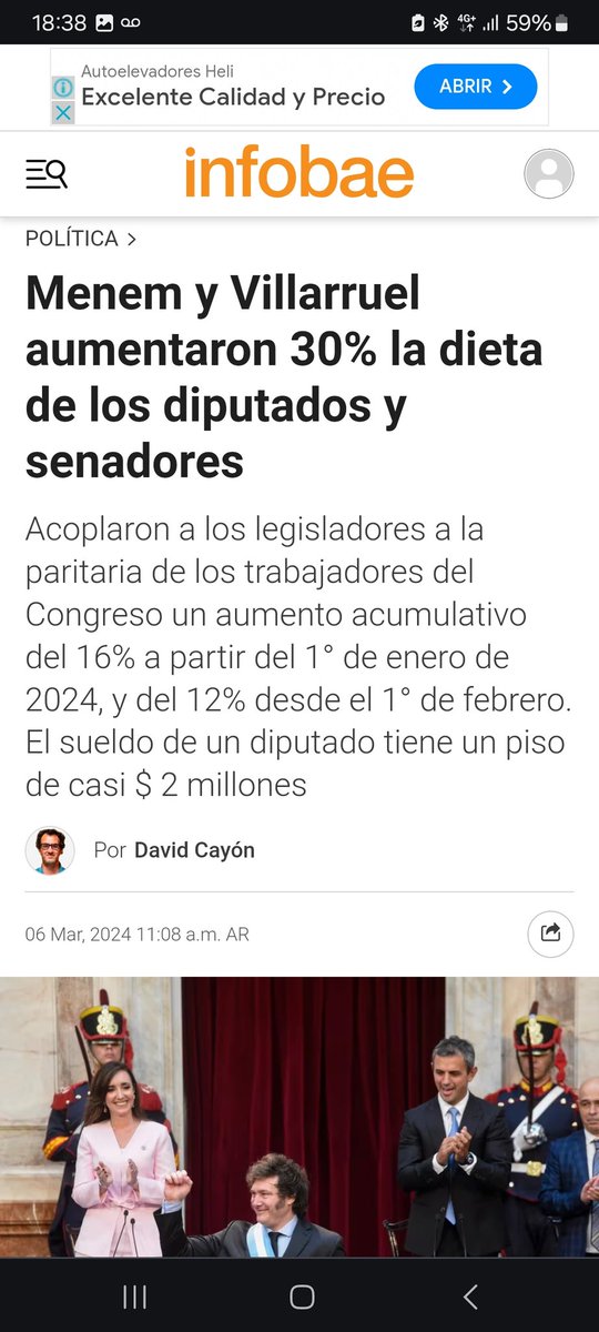 juanMTDF's tweet photo. Yo los voté! Para que podamos tener un futuro para nuestros hijos...y leo esto hoy! El ajuste es a  los trabajadores! Y los políticos cuándo? Desde enero no veo un aumento de sueldo. @uocra ni señales de paritarias! @JMilei @VickyVillarruel @MenemMartin https://t.co/22wr9GhiF9