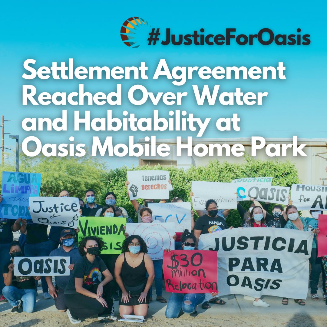 LCJandA's tweet photo. Juntos Por Un Mejor Oasis and 22 residents of Oasis MHP settled their civil suit against park owners — a critical step forward to ensure all residents secure safe homes with access to clean water and adequate sanitation. #JusticeForOasis
Read more at https://t.co/57tq7NIfiZ https://t.co/uQnxnqEYok