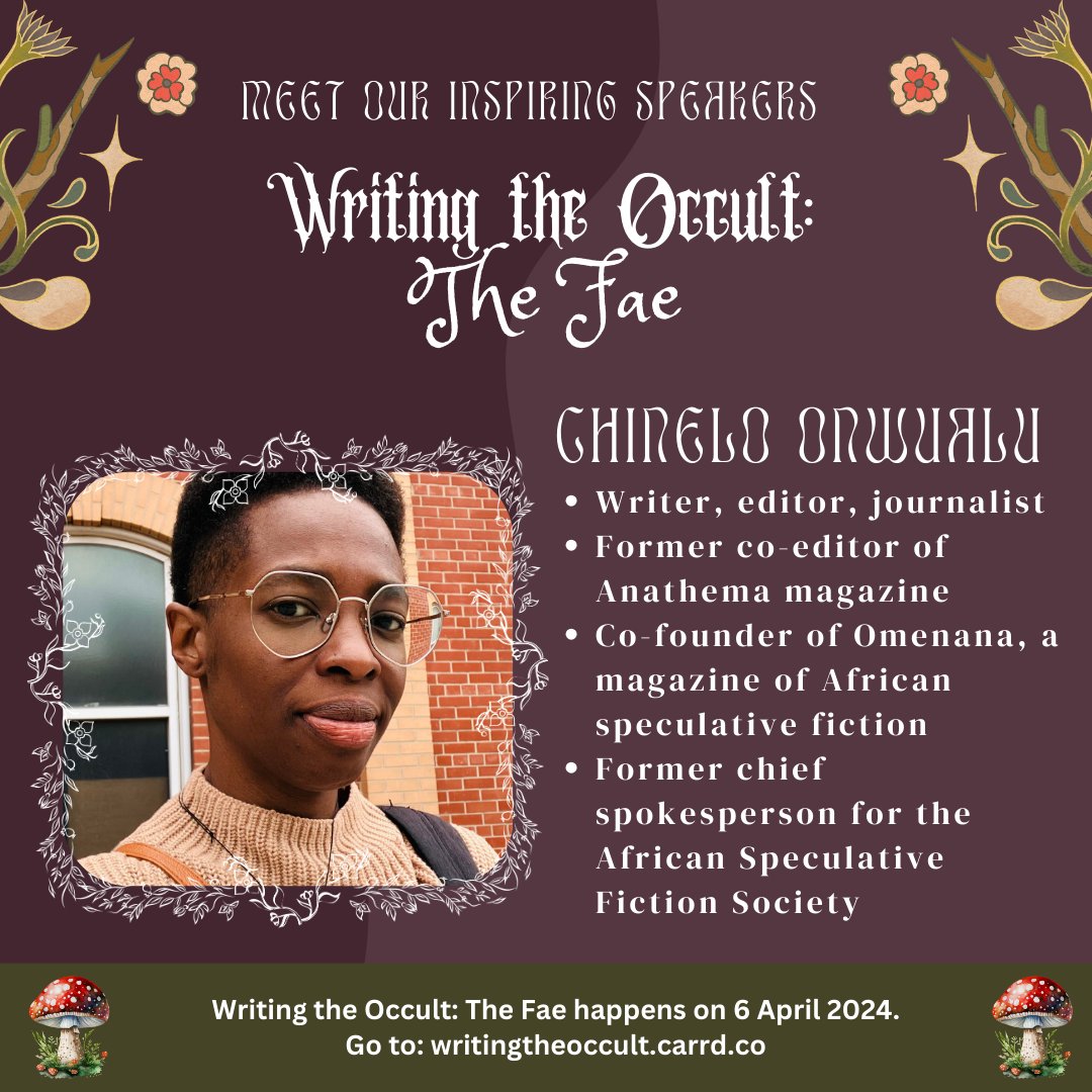 Lauren J McMenemy ๐ป๐งโโ๏ธ๐ฎ๐ (@novicenovelist) on Twitter photo Join us at Writing the Occult: The Fae as we take a tour around the world to hear about local concepts of fae from various cultures - including from Nigeria, courtesy of African Speculative Fiction heavyweight, <a href="/chineloonwualu/">Chinelo Onwualu</a>. Meet Chinelo ๐งตโฌ๏ธ Join us at Writing the Occult: The Fae as we take a tour around the world to hear about local concepts of fae from various cultures - including from Nigeria, courtesy of African Speculative Fiction heavyweight, <a href="/chineloonwualu/">Chinelo Onwualu</a>. Meet Chinelo ๐งตโฌ๏ธ
