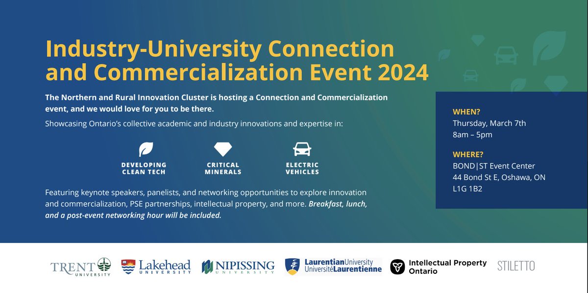 Looking forward to this tomorrow, the event will feature keynote addresses by @jp_gladu and @ip_ontario CEO @DanHerman, an update on our pilot project, and panel discussions as we talk innovation, collaboration and research in the critical minerals, BEV and cleantech sectors!