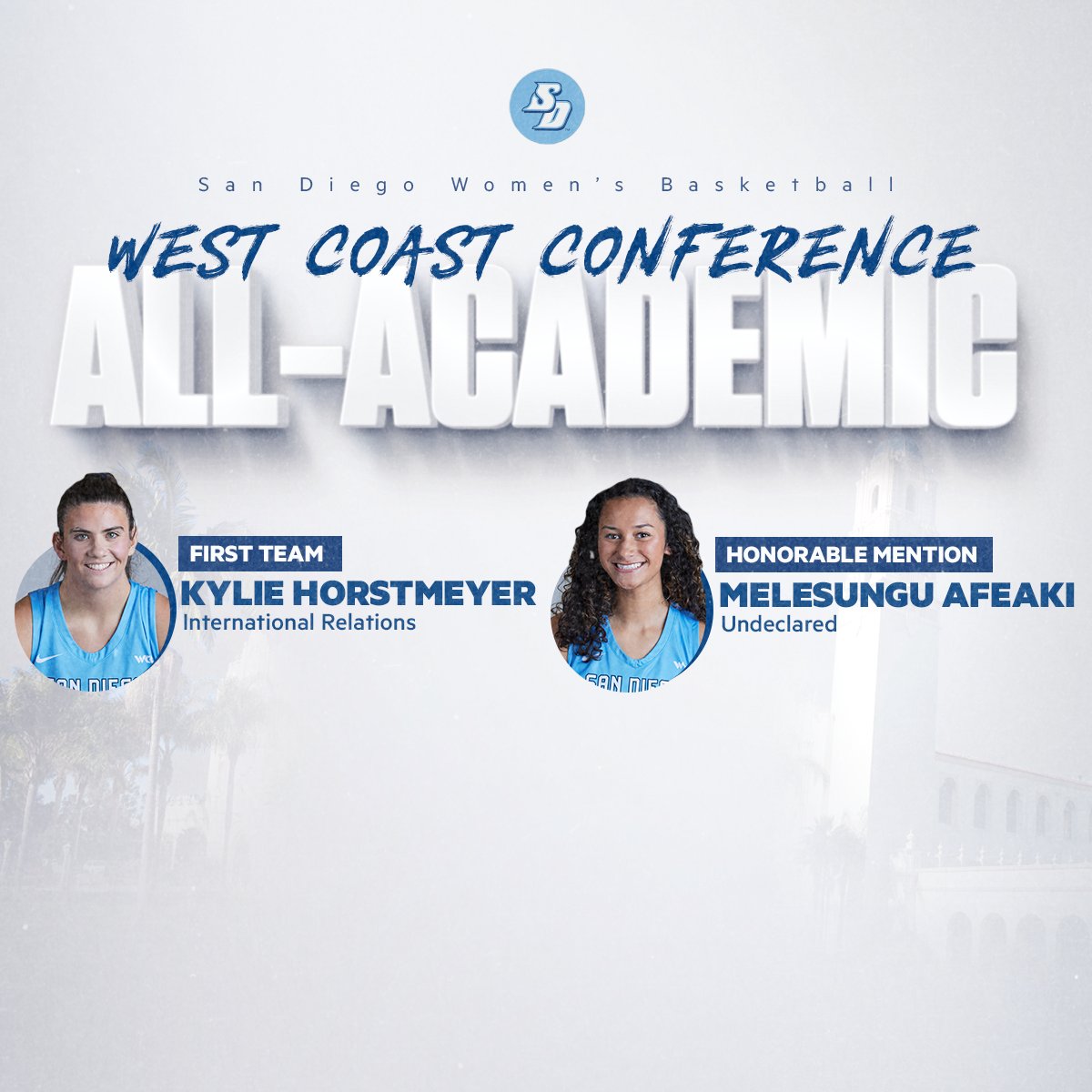 USDwbb's tweet photo. ๐โ๏ธ๐คฉ
Congratulations to Kylie Horstmeyer on being named to the @wcchoops All-Academic Team!
๐ฐ: https://t.co/xUzte2NL3Q
#GoToreros #BlueBlood https://t.co/g73YtOqHFC