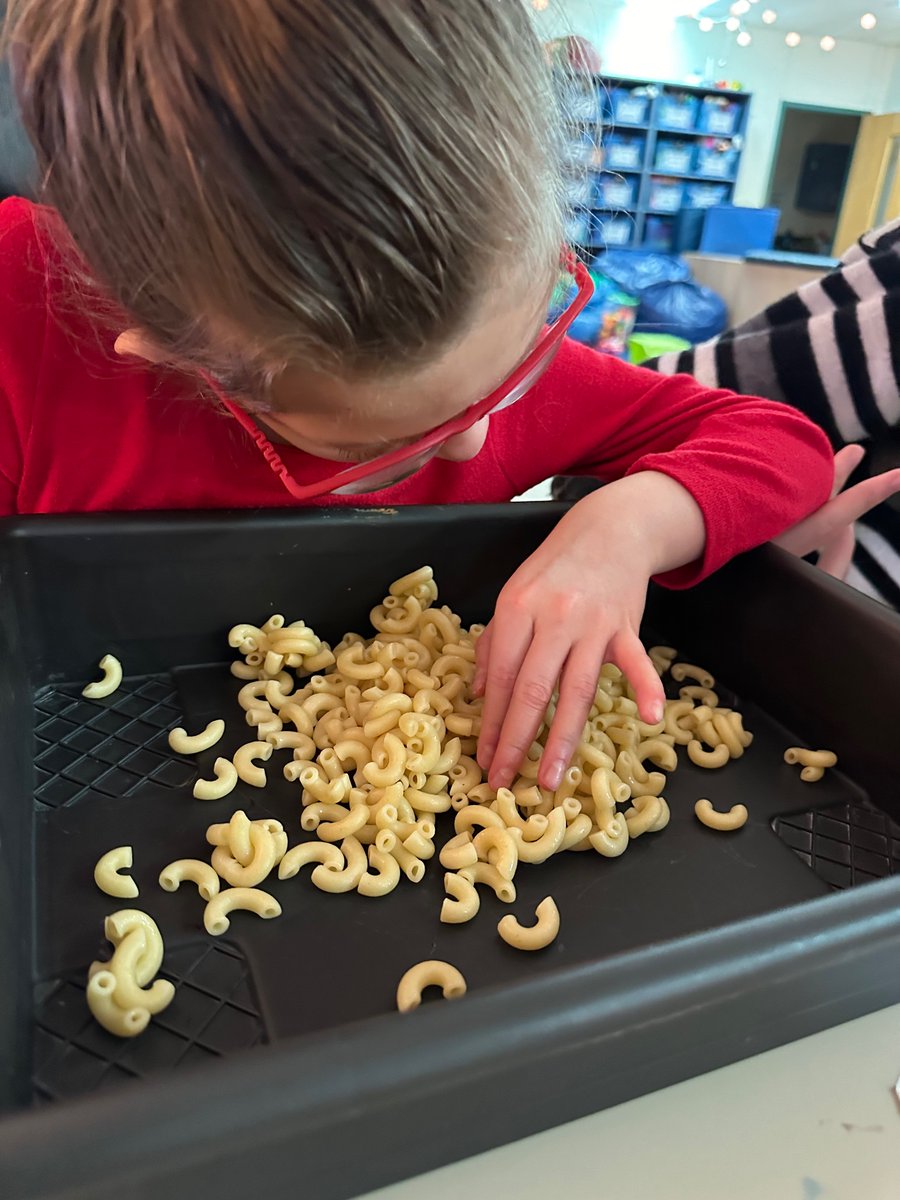 We paired The Moose Who Loved Noodles with sensory noodle exploration. But first we made predictions about how the noodles would feel! 🍝