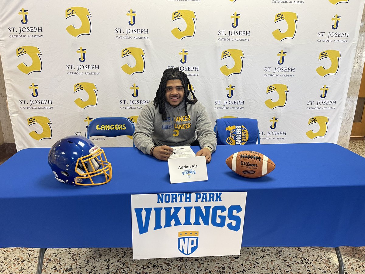 SJCA_FB's tweet photo. Congratulations to Sr All Conference and All Region OL/DL @AdrianAls16 on his commitment to @NPUFootball where he will continue his academic and football career! North Park is getting a great one! #FAMILY https://t.co/RAxKbxTuYf