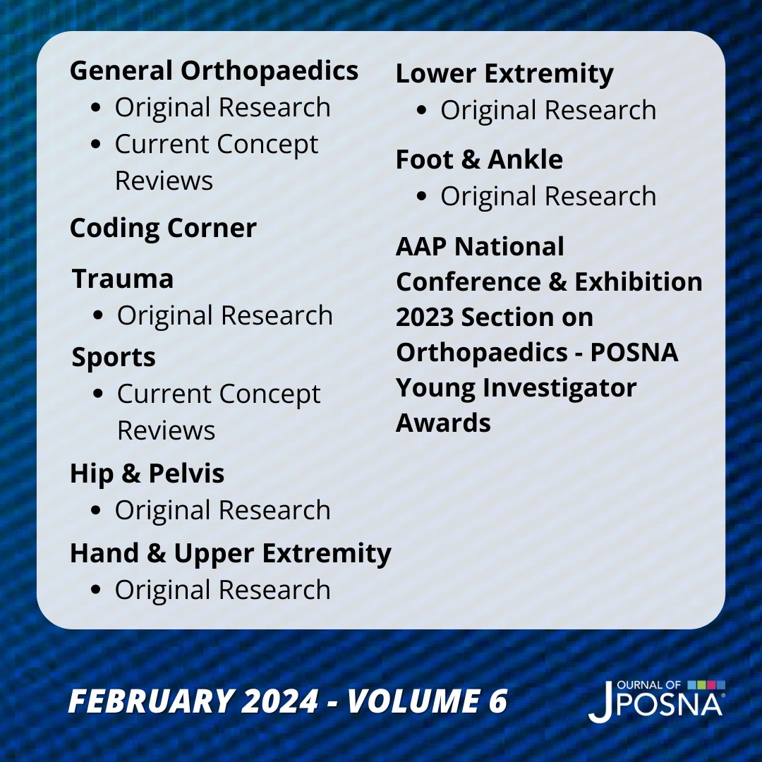 'It is an exciting time for POSNA to announce the first JPOSNA® volume published in collaboration with Elsevier...' View Now: bit.ly/3T54fuH #posna #jposna #elsevier @ELSORTHOPAEDICS