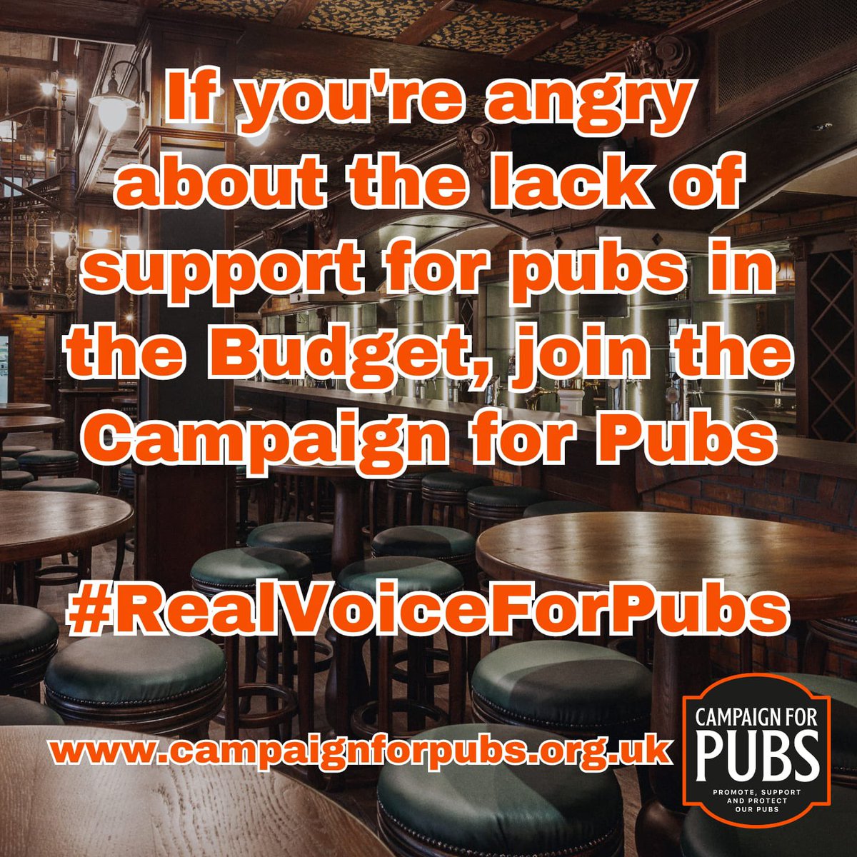 Enough is enough 😡

Enough of a Chancellor & a Government that doesn’t listen to #pubs & #publicans & #smallbrewers, only big brewers & #pubcos 🤬💩

If you want a #RealVoiceForPubs & independent #brewers then JOIN the #CampaignforPubs  
⬇️🤝

campaignforpubs.org.uk