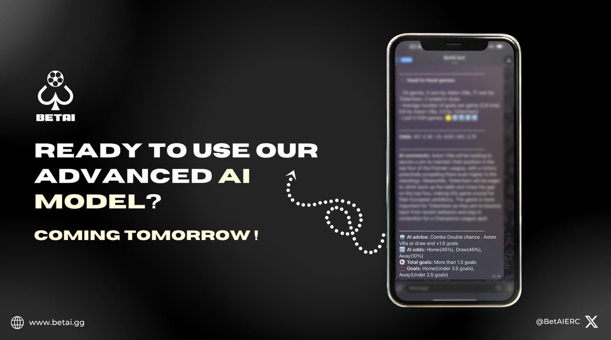 This is the new AI predictions update which is coming tomorrow's afternoon!

Our bot will be able to provide advice on what to do in each bet, plus the possible outcome of them.

This is only the start for us!
This is coming tomorrow and more features are coming soon. Stay tuned!