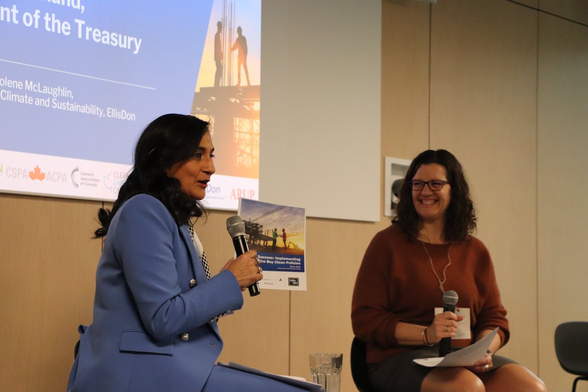 Thank you to @AnitaAnandMP, President of the Treasury Board for joining our event to mark the launch of the Buy Clean Industry Alliance's latest report Building Success: Implementing Effective Buy Clean Policies bit.ly/4a36VQk.