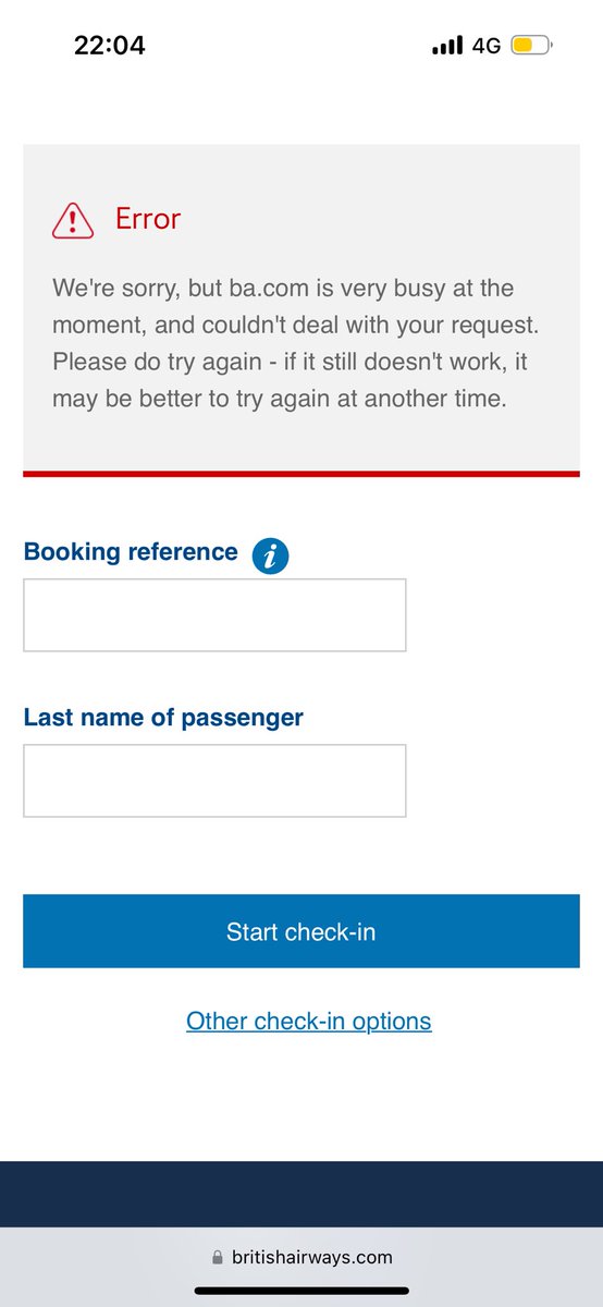 MikeW924's tweet photo. @British_Airways If you buy a cheap economy ticket with Ryanair, you can check in online.  If you buy a more expensive business class ticket with BA, it’s impossible to.  #BAfails yet again. https://t.co/4pvYHF21VM