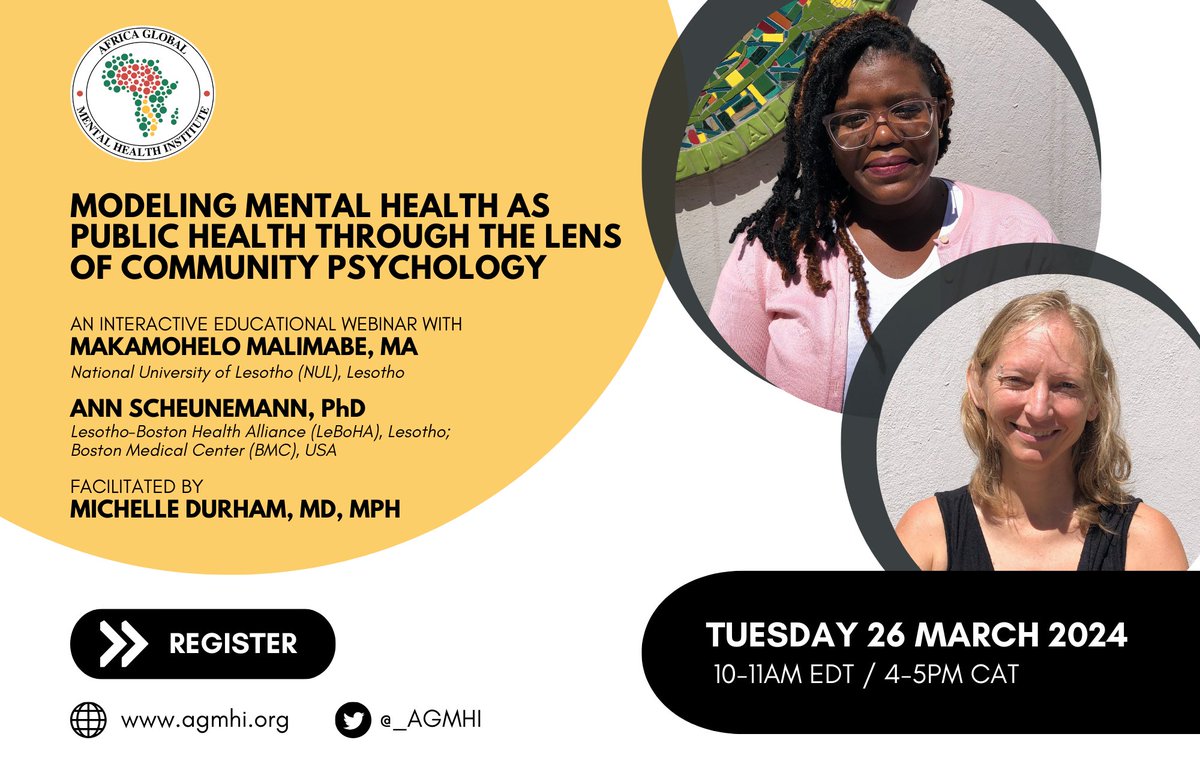 This month, we kick off a second webinar series focused on mental health training and educational needs in Africa and the diaspora. 

Join us by registering here: bostonmedicalcenter.zoom.us/meeting/regist…