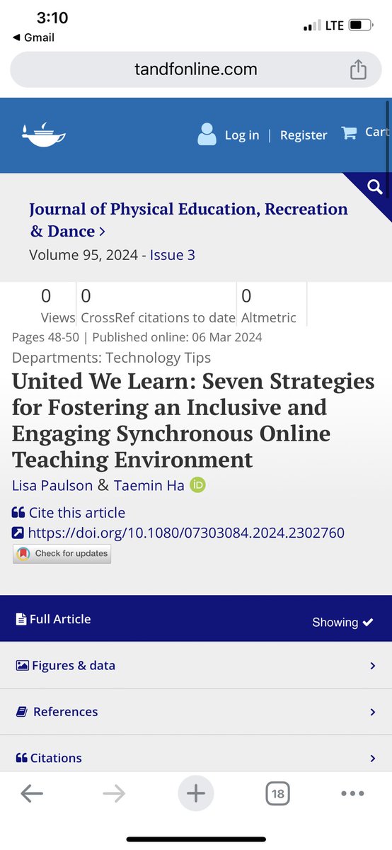 Check out our recent paper: United We Learn: Seven Strategies for Fostering an Inclusive and Engaging Synchronous Online Teaching Environment: Journal of Physical Education, Recreation & Dance: Vol 95 , No 3 - Get Access tandfonline.com/doi/full/10.10… Co-author: @taeminha0612