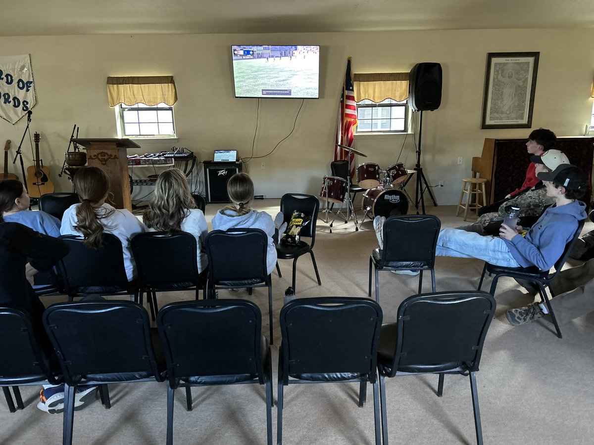 Watch party break to watch the @MCAstampede Girls Soccer team play for the State Championship from New Mexico. 
#MissionsWeek
#MCAServes