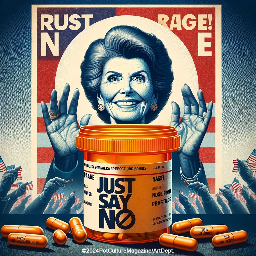 PotCultureMag's tweet image. Dive into the irony of Nancy Reagan's anti-drug stance with 'Nancy Reagan's Pill-Popping Paradox: Unveiling the Irony Behind 'Just Say No''—a critical look at the hypocrisy behind the curtains of America's War on Drugs. #PotCultureMagazine #JustSayNo #PoliticalHypocrisy