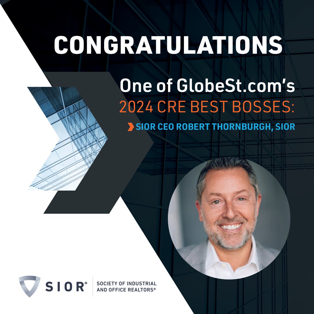 Congratulations to our fearless leader, SIOR Global CEO <a href="/rgthornburgh/">Robert G. Thornburgh, SIOR, CCIM, FRICS</a>, SIOR, recognized as one of <a href="/GlobeStcom/">GlobeSt.com</a>’s Best Bosses of CRE for the third time! Under his exceptional leadership, he has stewarded impressive change and helped SIOR celebrate remarkable successes.