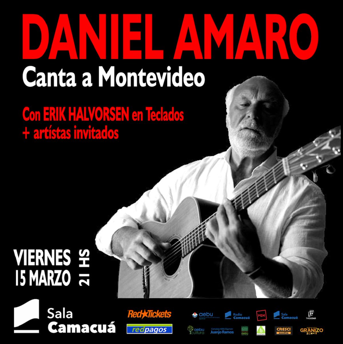 Vuelve el autor de “A la Ciudad de Montevideo”, con sus canciones milongas y tangueses. Junto al maestro Erik Halvorsen en arreglos y teclados, más artístas invitados.

🎫 adquirí tus entradas por <a href="/RedTicketsUY/">RedTickets Uruguay</a> 
📧 2x1 Comunidad <a href="/Aebu_Uruguay/">AEBU</a> 

#milonga #tango #montevideo