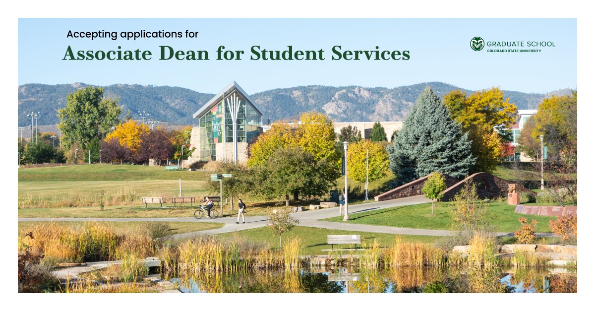 GradSchoolCSU's tweet image. We are excited to announce the Graduate School’s search for an Associate Dean for Student Services. This position is open to internal candidates. To ensure full consideration, applications must be received by March 22, 2024.
Details and application at: jobs.colostate.edu/postings/140743