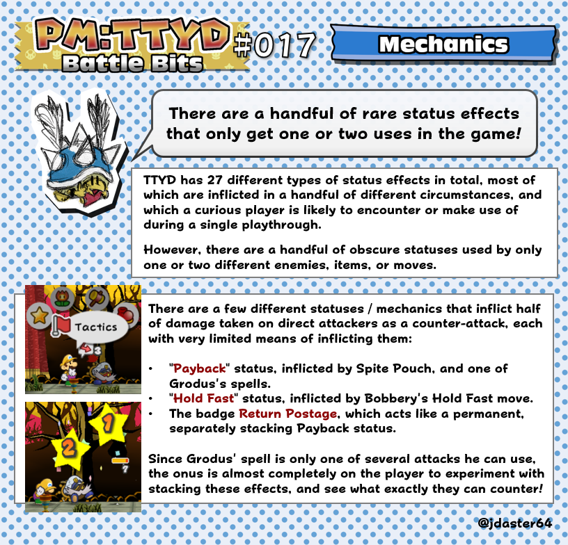 ttydbattlebits's tweet photo. TTYD Battle Bits #017: Status Unknown

A quick look into some of the rarer status effects you might not be aware even existed in TTYD! #TTYDBattleBits https://t.co/Hrix8uu7uw