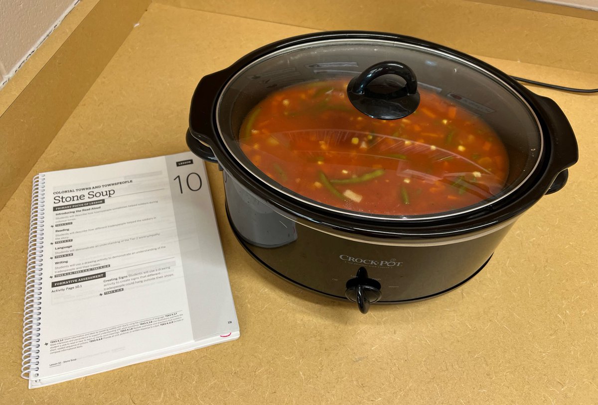 MrsCoachNance's tweet photo. After reading โStone Soup,โ we made our very own stone soup (only vegetables, no stones). They had the best time today and I love the connections they made! ๐ชจ๐ฅฃ #cookingintheclassroom #wednesdayscanbefuntoo #iteachk https://t.co/9eK5Gbgfiq