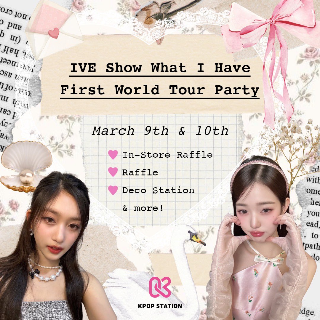 KPOPStation2020's tweet photo. Join us in celebrating IVE’s First World Tour ❤️‍🔥 on March 9th &amp; 10th ‼️

Raffles, Deco Station, and a Sale!! Make sure you stop by any of our stores this weekend to shop! More info available on our IG! 

#KPOP #KPOPSTATION #IVE_WORLD_TOUR https://t.co/WMXDEXAHOQ