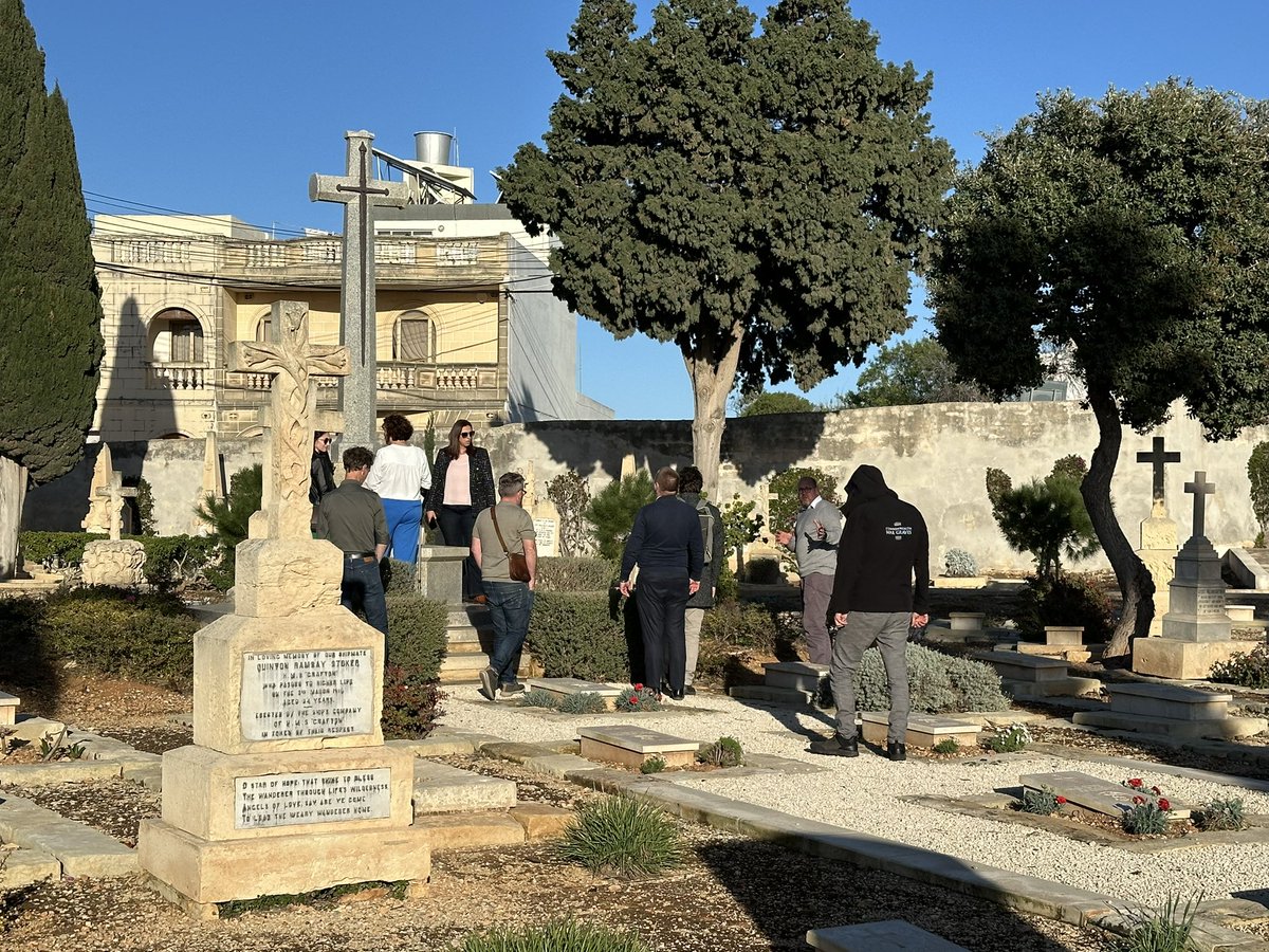 NeleBille's tweet photo. A wonderful first visit to Malta (Capuccini) Naval Cemetery in Kalkara 🇲🇹 today. I feel truly grateful to have met the brilliant @CWGC staff &amp; volunteers. The volunteers briefed us on the history of the site and Country Supervisor @MarkFitzi gave us an insight into the operations https://t.co/fLUhXgFMgx