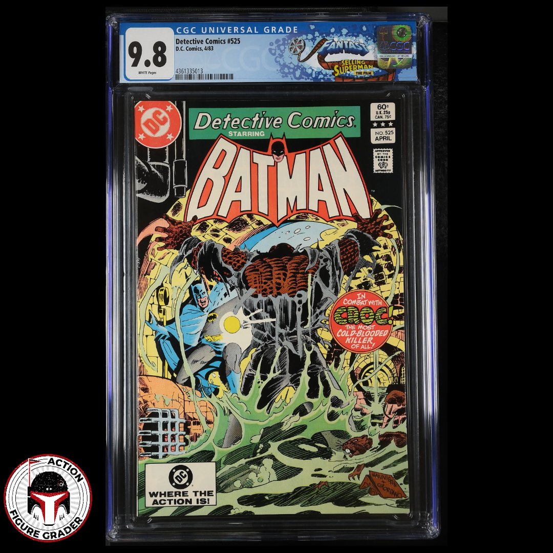 AFGonYouTube's tweet image. Detective Comics Issue 525 (April 1983), featuring a fantastic Killer Croc cover.

As denoted on the CGC label, this book was the second of two books I picked up from the Fantast Collection.

#killercroc 
#detectivecomics 
#batmanvillains 
#comicbookheroes 
#comicbookvillains