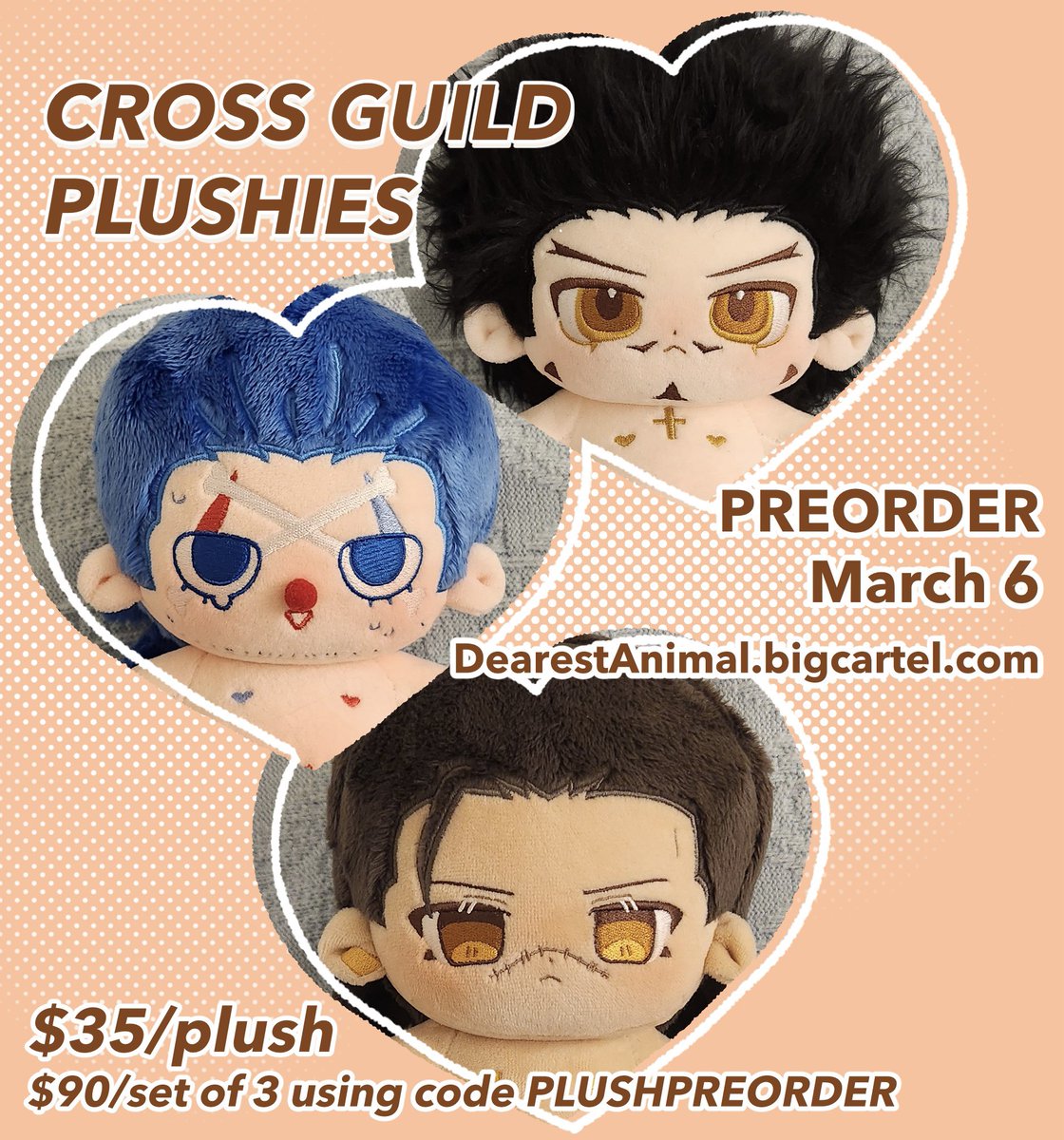 dearestanimal's tweet photo. 💙Cross Guild Plushie Preorders Open ♥️

Our boys have finally arrived! Get your own Clown, Croc, or Hawk here: https://t.co/VjOFTBqa7V

Preorders are planned to be open until April 6, but may close early from order volume! 

RTs Appreciated to help reach the MOQ! https://t.co/JyIQdpTX5m