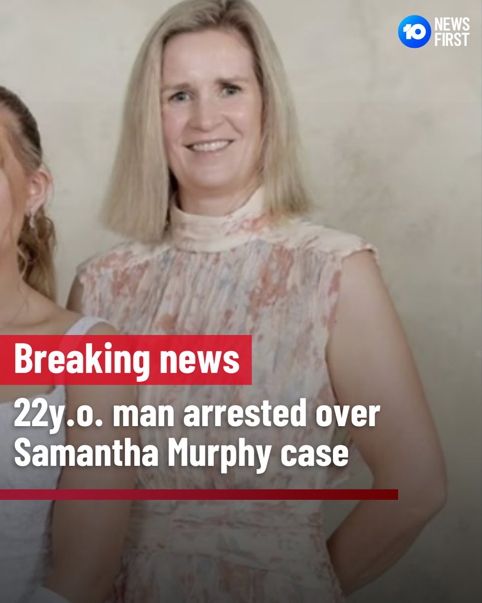 10NewsMelb's tweet image. #BREAKING: A 22-year-old man has been arrested in Ballarat in relation to the disappearance of Samantha Murphy.

The man was reportedly detained by police yesterday morning. No charges have been laid at this time.

The mother of three went missing on February 4, sparking a major…