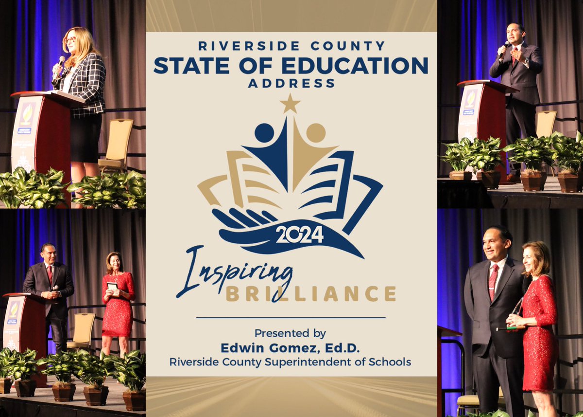 RCOE's tweet photo. Thank you for joining us today for the #RivCo #StateofEd Address by @RivCoSchoolSupt. We showcased some of the brightest student programs happening at our schools &amp; districts across the county, and presented our 1st Brilliance in Action award to Sally Myers. #InspiringBrilliance https://t.co/5Fx8GP2rrl