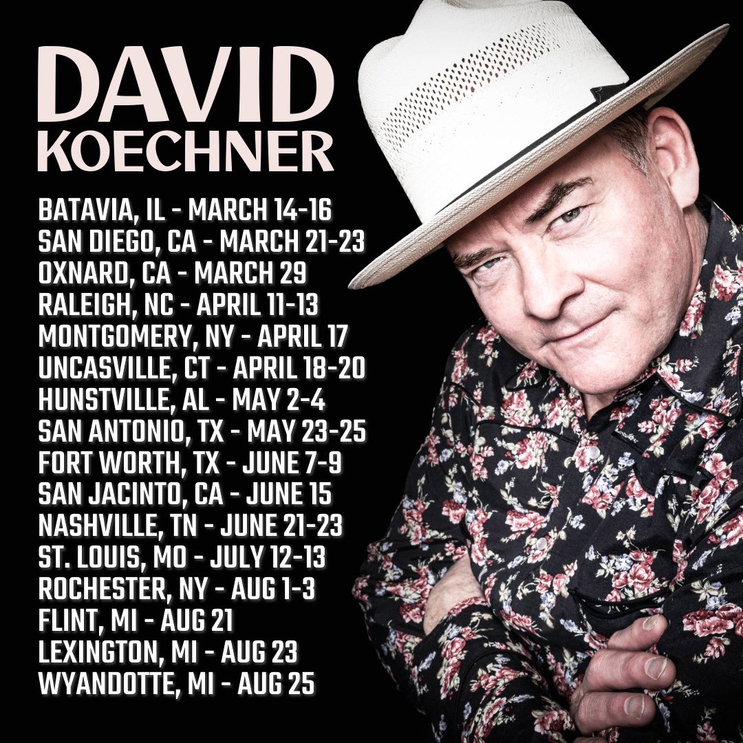 Mar 14-16 @comedy_vault Mar 21-23 @americancomco Mar 29 @oxnardlevity Apr 11-13 @GoodnightsCC Apr 17 @citywineryhv Apr 18-20 @ComixRoadhouse May 2-4 @StandUpLiveHSV May 23-25 @SanAntonioLOL 🎫 DavidKoechner.com