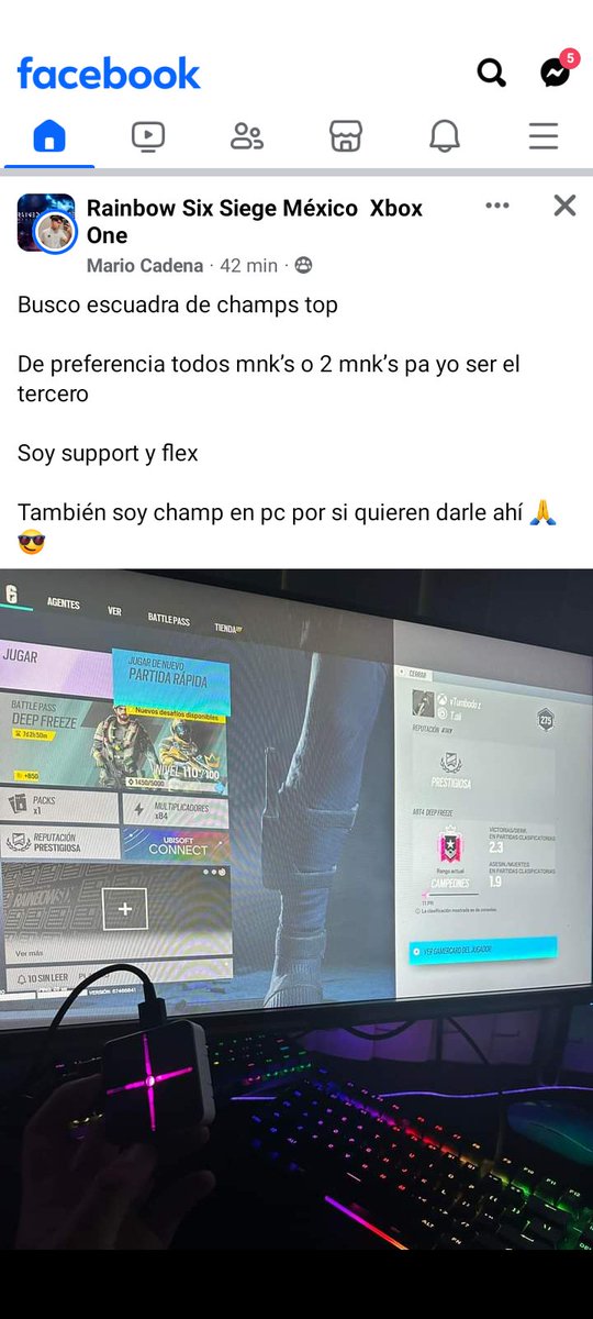 cabrbravo's tweet photo. @UbisoftLatam @Ubisoft 
Que padre que su antichetos si funcione con controles scuf y no con mnks de verdad
Yo soy jugador de control scuf y me pone la sanación del mnk como si yo tuviera, su anti cheto es un asco, póngase a trabajar y buscar mejores opciones para combatir el mnk https://t.co/6DE9mVbZYP