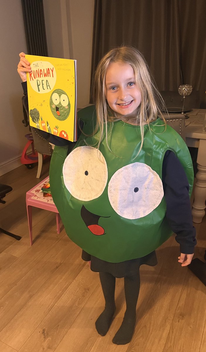 GemmaSlack13's tweet photo. When your daughter asks you to make a #RunawayPea costume for #WorldBookDay2024 you make it π
Based on her favourite book The Runaway Pea by @KjartanPoskitt, she canβt wait to wear it tomorrow https://t.co/OVUDtqaWVI
