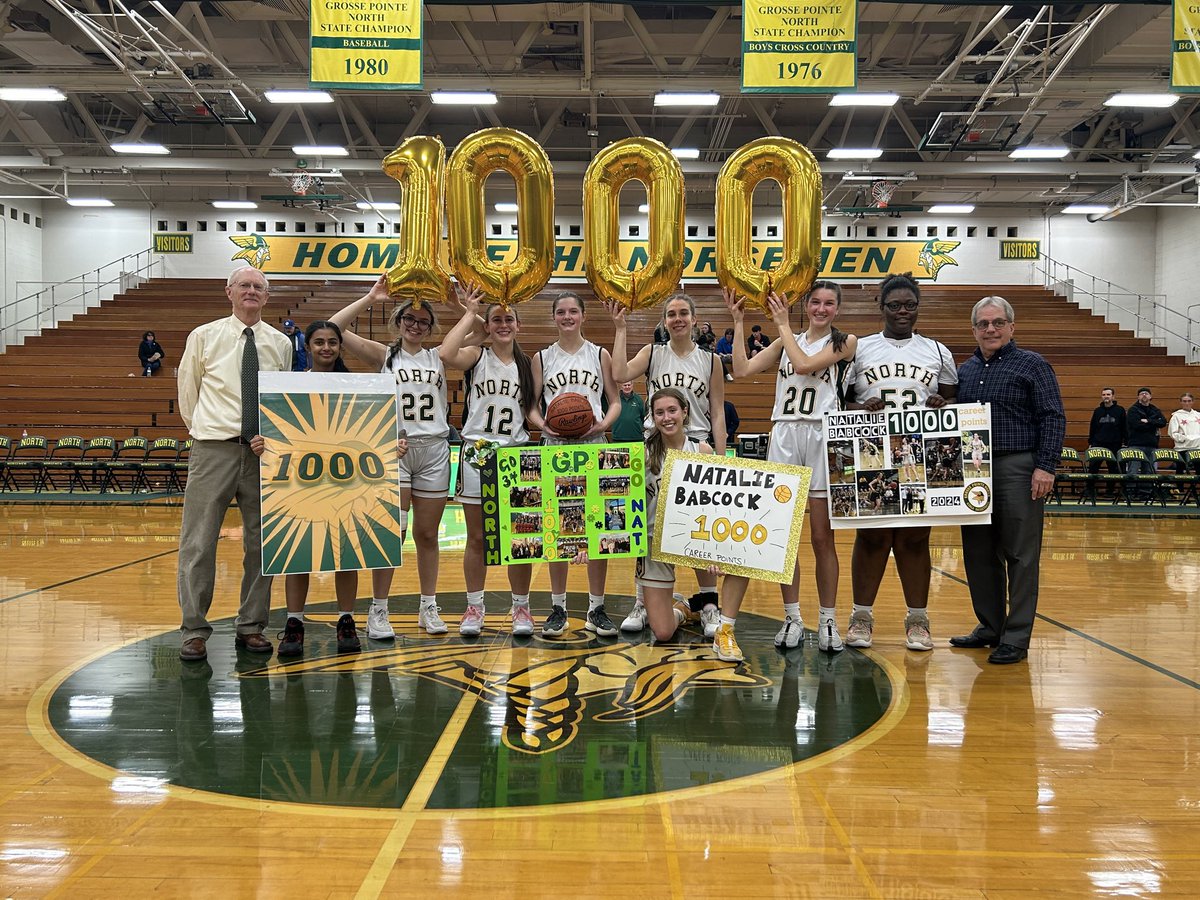 So proud of Natalie Babcock with a career 1007 points and the Girls Varsity Basketball Team on their win against Lakeview. Next game is Friday against Roseville at North at 6pm for the district title. @GPNABC @TheNorsemenTide @GPSchools @katecalmurray