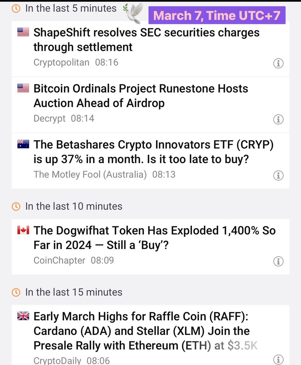 PnPna_Pn's tweet photo. March 7 Crypto news 5 minutes -4 hours ago. #BITC #SEC #CFTC  #FatX #Sol #Matic #BNB #ETF https://t.co/gi5Qc5zKW2
