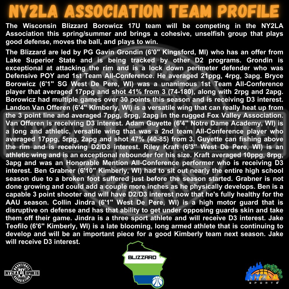 NY2LA Association Team Profile: Wisconsin Blizzard Borowicz 17U