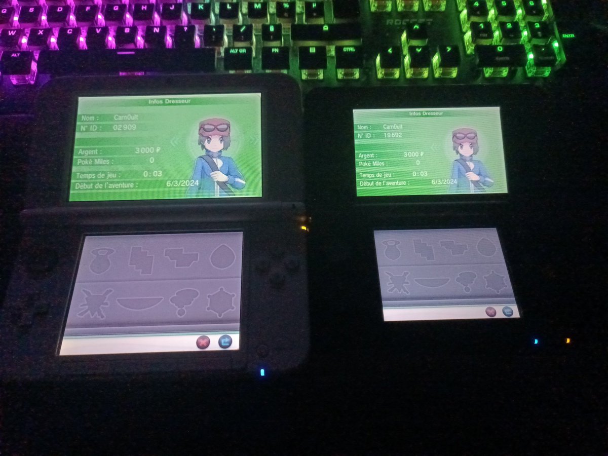 J'ai envie de me faire chier à avoir des ID de dresseur Sympa sur mes versions XY. J'ai bien celui de gauche