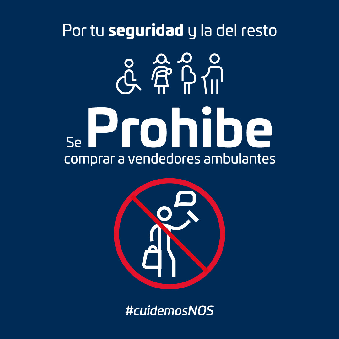 EFENos_'s tweet photo. ¡RECUERDA! ✋ Esta prohibido comprar a vendedores ambulantes y comercio ilegal en nuestro servicio 🚫 Por un viaje más seguro para ti y todos los pasajeros 👌 #CuidemosNos https://t.co/NAeUXXcWCF