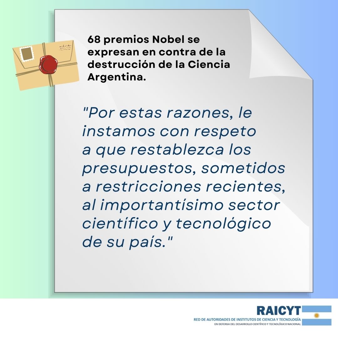 #Nobel
#AbrazoNobelCienciaArgentina
#AbrazoMundialCienciaArgentina
#CienciaEsFuturo
#CienciaEsOrgullo
#HayEquipo

<a href="/RAICYT_Ar/">RAICYT</a>
<a href="/DanielSalamone/">Daniel Salamone</a>
<a href="/CONICETDialoga/">CONICET Dialoga</a>
<a href="/alecosentino/">Alejandro Cosentino</a>
@JefaturaAR

drive.google.com/drive/folders/…