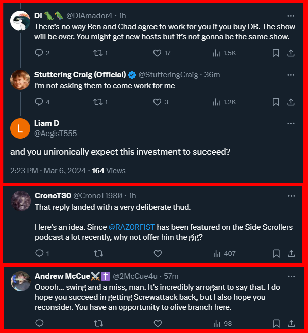 SputteringCraig's tweet photo. Ah fuck I said the quiet part about not keeping the Death Battle crew 😬Damage control!!!

CHAD &amp; BEN ARE THE HEART OF DB!! 
Yea I talk shit about them all the time and made a PUBLIC OFFER to buy their brand without involving them. But we'd figure things out once I own them again https://t.co/CE4b1PnkKw