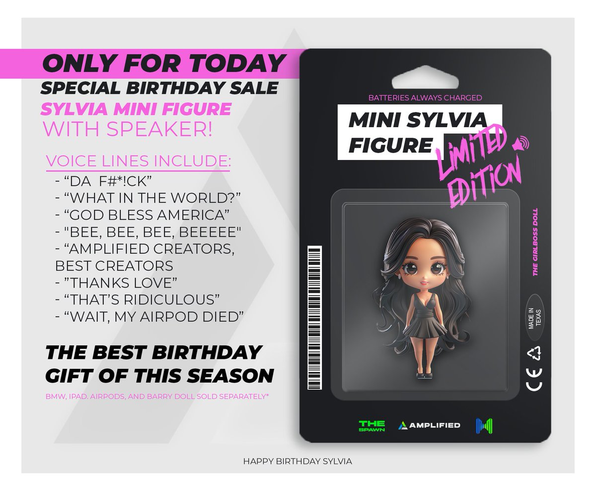 AmplifiedIM's tweet photo. 🎉 It's not every day you find a doll as fabulous as our boss!  Don't miss out on this limited-time Birthday offer! Happy Birthday, @SylviaReneeLand! 🥳 https://t.co/TBvQkUVcgx