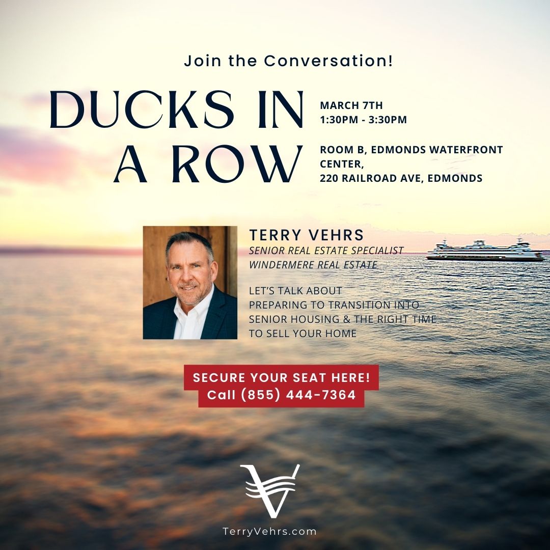 Get your ducks in a row at this event! Join us for tips and tricks on organizing your home and life for maximum efficiency.

For more information: shorturl.at/itO07  

#DucksInARow #Edmonds #EdmondsWA  #EdmondsDowntown #VisitEdmonds #TerryExploresEdmonds